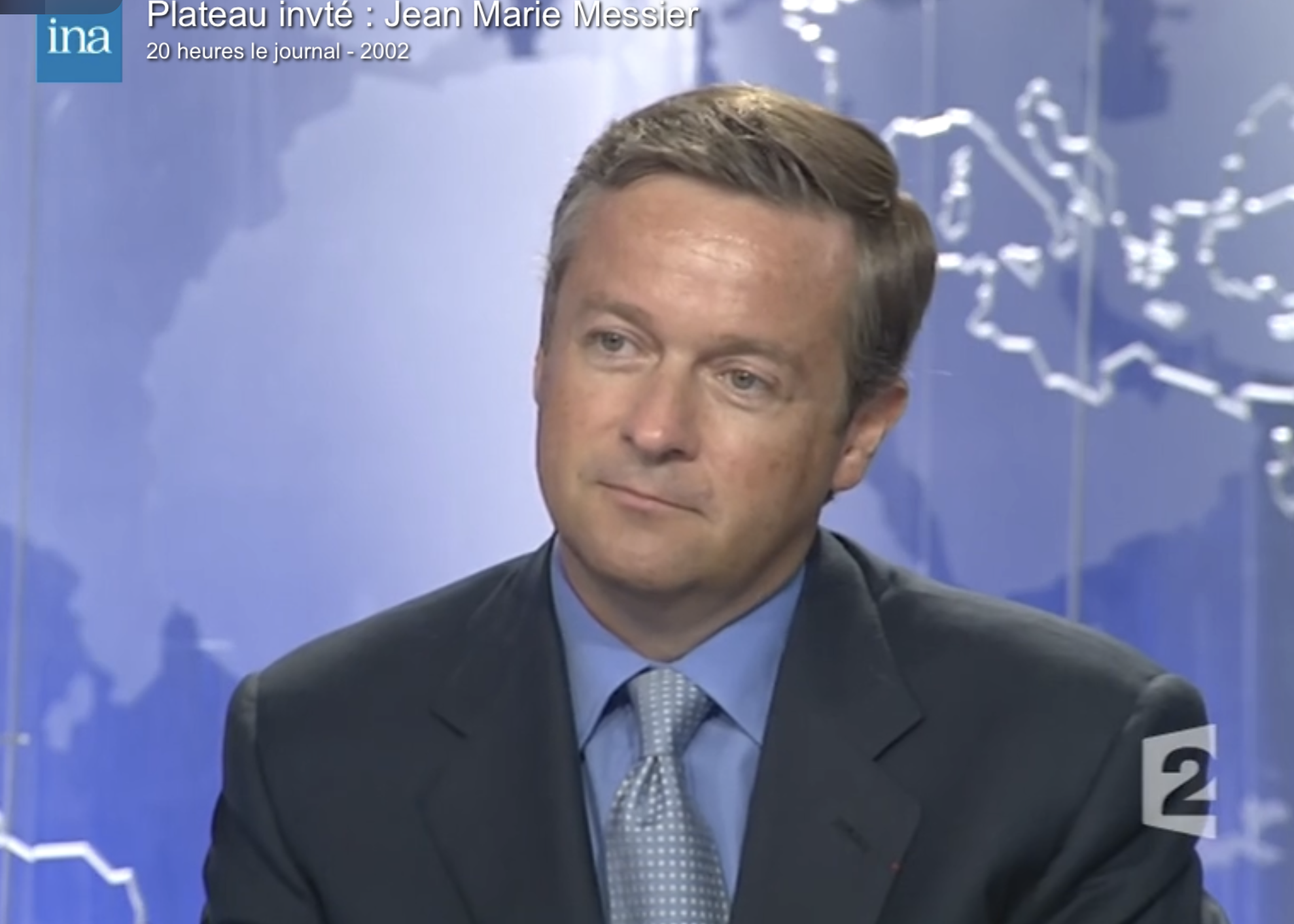 Le milieu des années 90 est aussi marqué par certains énarques impliqués dans la gestion de grandes entreprises comme Jean-Marie Messier avec Vivendi, ici au Journal de 20h sur France 2. Source : INA.